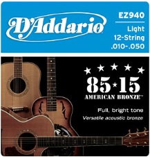 D’Addario 85-15 12-String Acoustic Guitar Strings EZ940